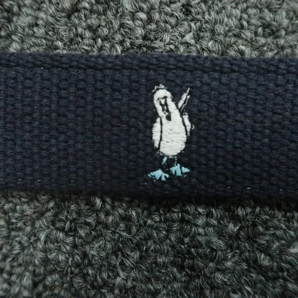 Peter Millar Belt Mens 36 Blue Brown Leather Needlepoint Blue Footed Booby - Picture 9 of 9